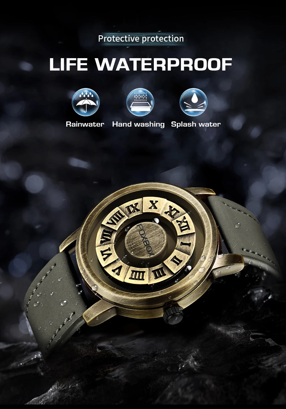 FOXBOX Men's Quartz Watch Fashion Personality Creative Scrolling Iron Ball Magnetic Pointer Waterproof for Male Watches Gift+Box - Sun Studio