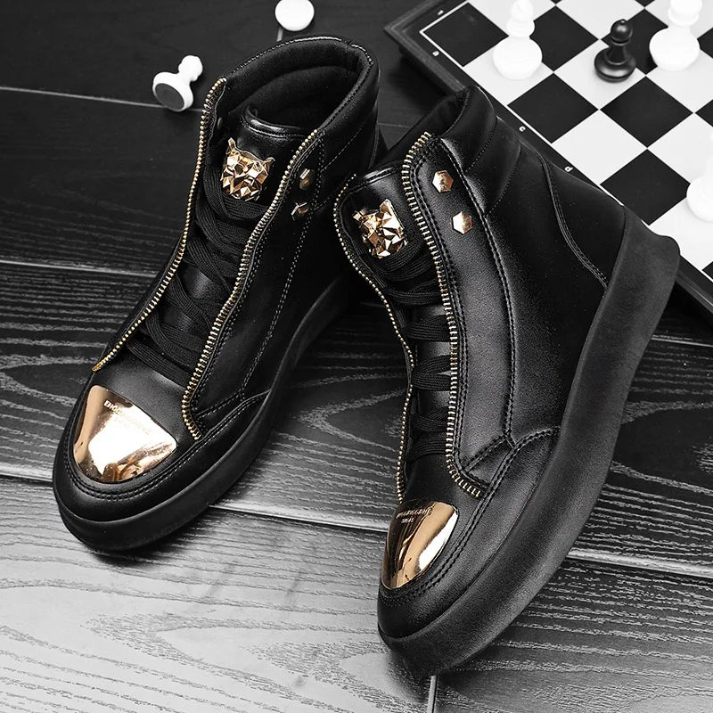 YRZL High Top Casual Shoes Men Sneakers Fashion Skateboard Shoes Leopard Platform Shoe Sport Training Shoes Men's Ankle Boots - Sun Studio
