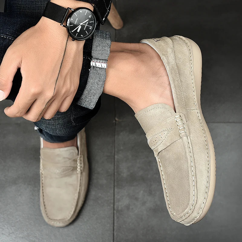 Quality Genuine Leather Shoes Men Loafers Slip On Soft Leather Casual Men Shoes Comfort Driving Shoes Men Flats Walking Footwear - Sun Studio
