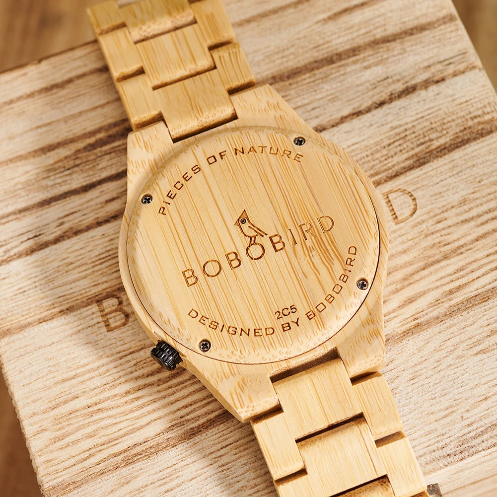 Men's Watches BOBO BIRD Bamboo Quartz Watch Pattern Printing Colorful Wooden Wristwatch 2025 New - Sun Studio