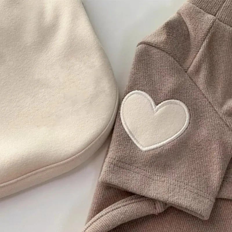 Love Embroidered Dog Sweatshirt Pet Warm Clothes Teddy Solid Color Bottom Shirt Bichon Soft Pullover Winter Dog Clothes - Sun Studio