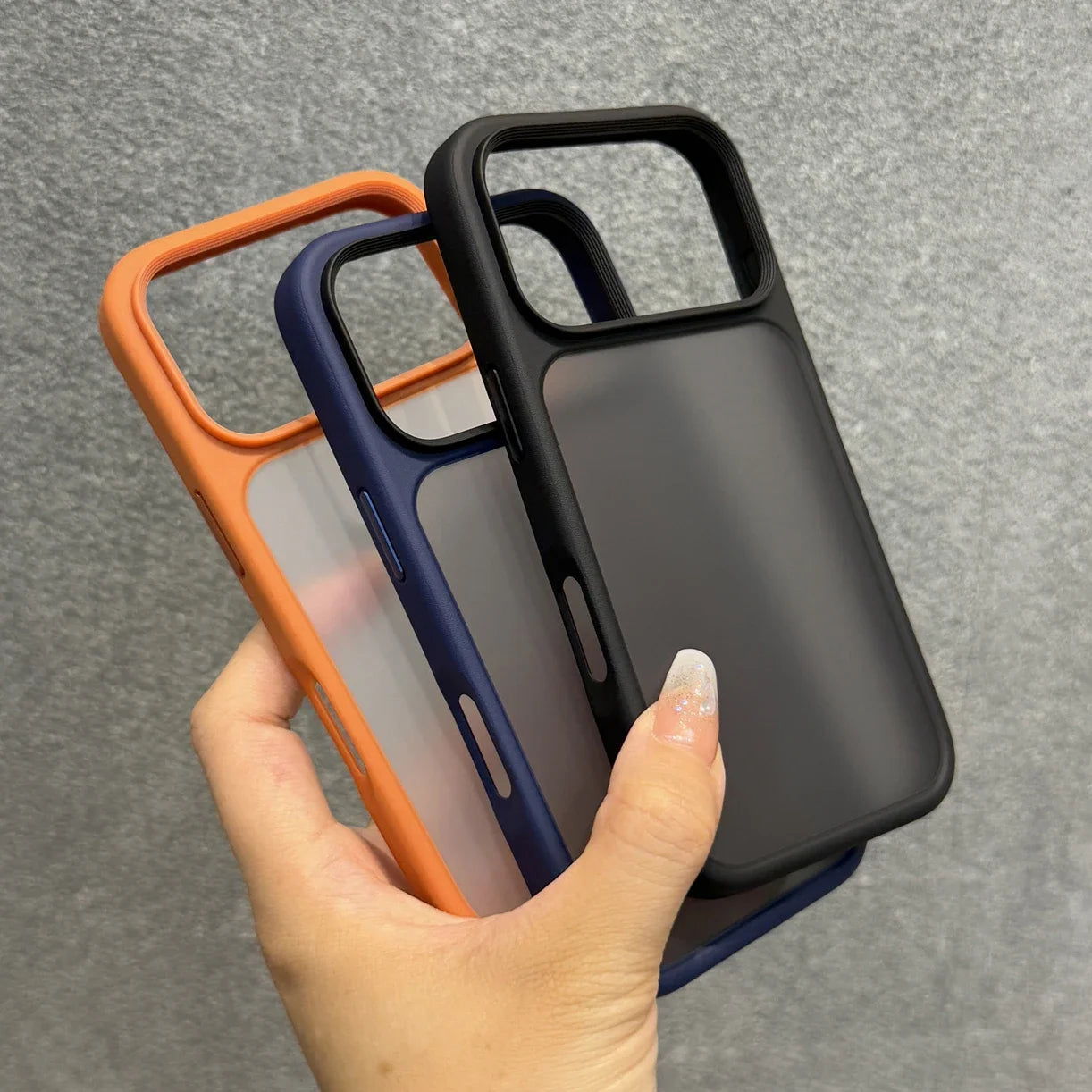 Luxury Orange Matte Transparent Phone Case For iPhone 17 Pro Max 17Pro 17 Metal Buttons Skin Feel Shockproof Protective Cover - Sun Studio