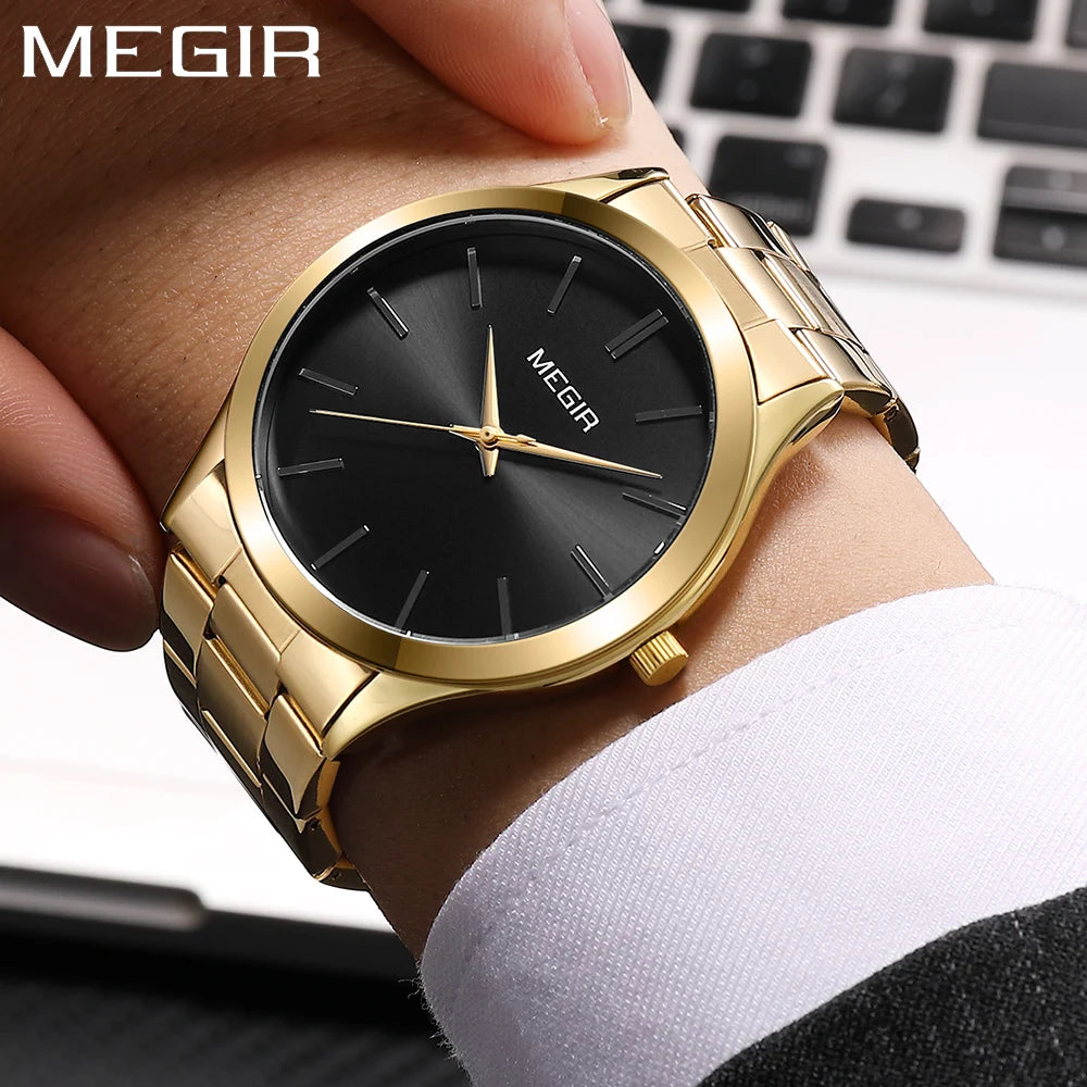 MEGIR Luxury Simple Quartz Men's Watch Business Stainless Steel Bracelet Luminous Watches Man High-Quality Clock reloj hombre - Sun Studio