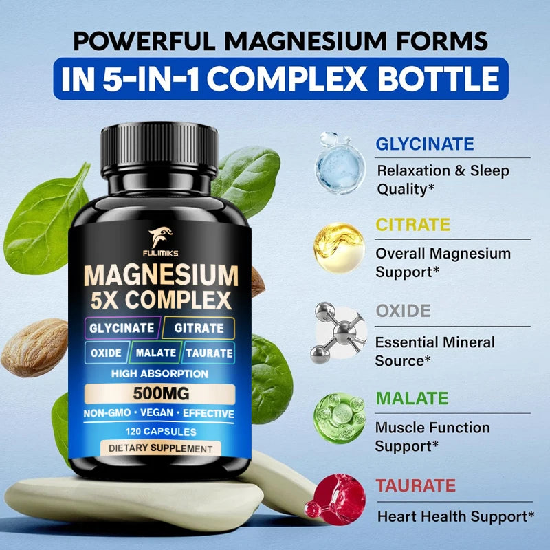 Full Spectrum Magnesium Complex Supplement, Support Bone Health, Healthy Blood Pressure & Overall Wellness, Non-GMO - Sun Studio