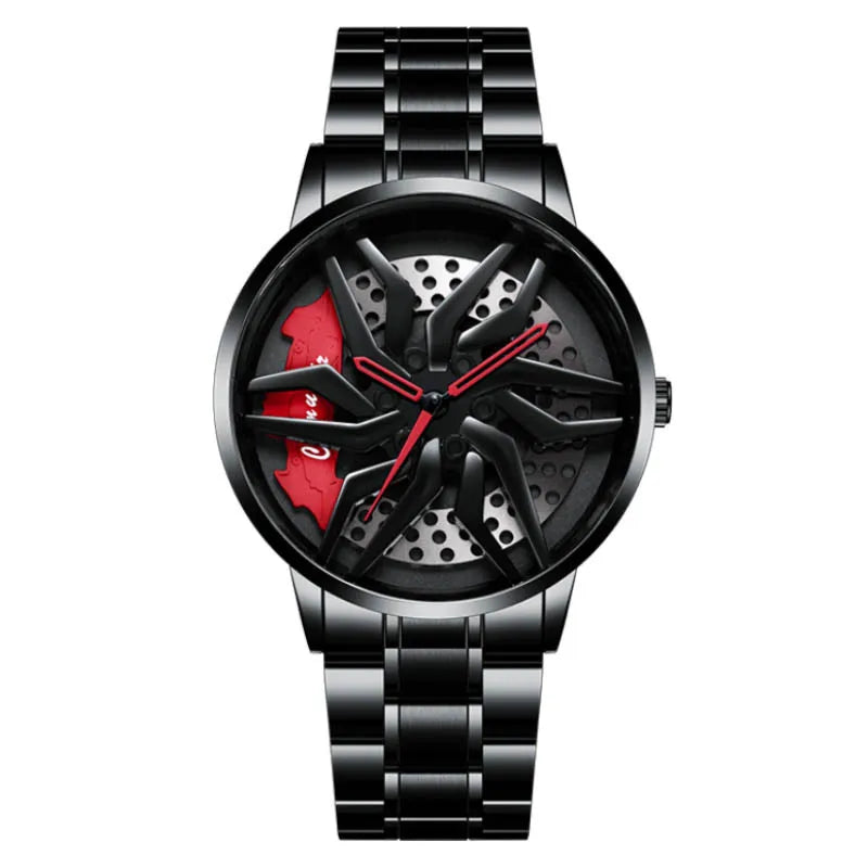 Watch Men's Trendy Waterproof Sports Car Wheels Mens Watch Watches for Men Numberless Quartz Cool Waterproof Watches - Sun Studio