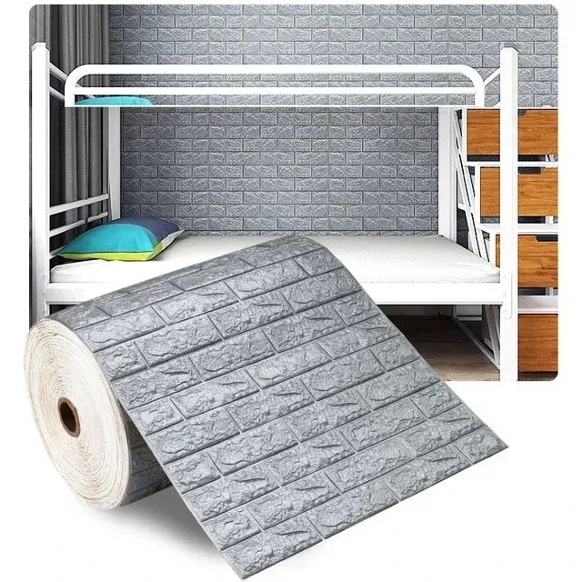 3D Self-Adhesive Wallpaper 70cm*1/5/10m Continuous Waterproof Brick Wall Stickers Living Room Bedroom Children's Room Home Decor - Sun Studio