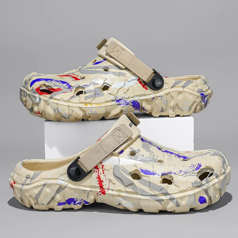 Big Size 47 Summer Men White Clogs Outdoor Garden Clogs Hole Shoes Male Casual Shoes Water Shoes Comfort Home Soft Slippers - Sun Studio