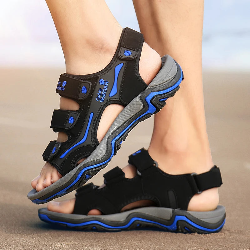 Men High Quality Sandals outdoor fashion Durable Handmade Stitching Flats Close Toe Non Slip hiking Shoe men Beach Sandals - Sun Studio