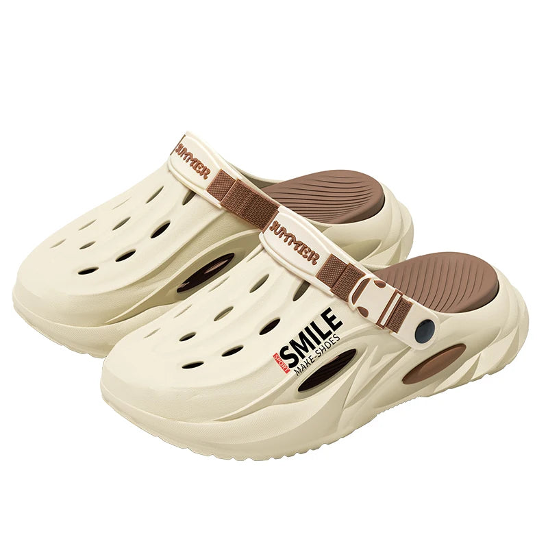 Thick Bottom Men Hole Shoes Beach Slip-On Outdoor Slippers Non-Slip Comfortable Outdoor Slippers - Sun Studio