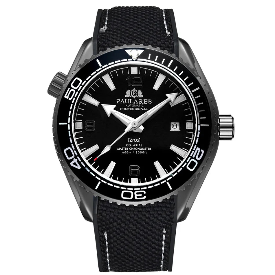 Luxury Automatic Mens Watch High Quality Mechanical Self Wind Movement Rubber Strap Waterproof Luminous Calendar Mens Watches