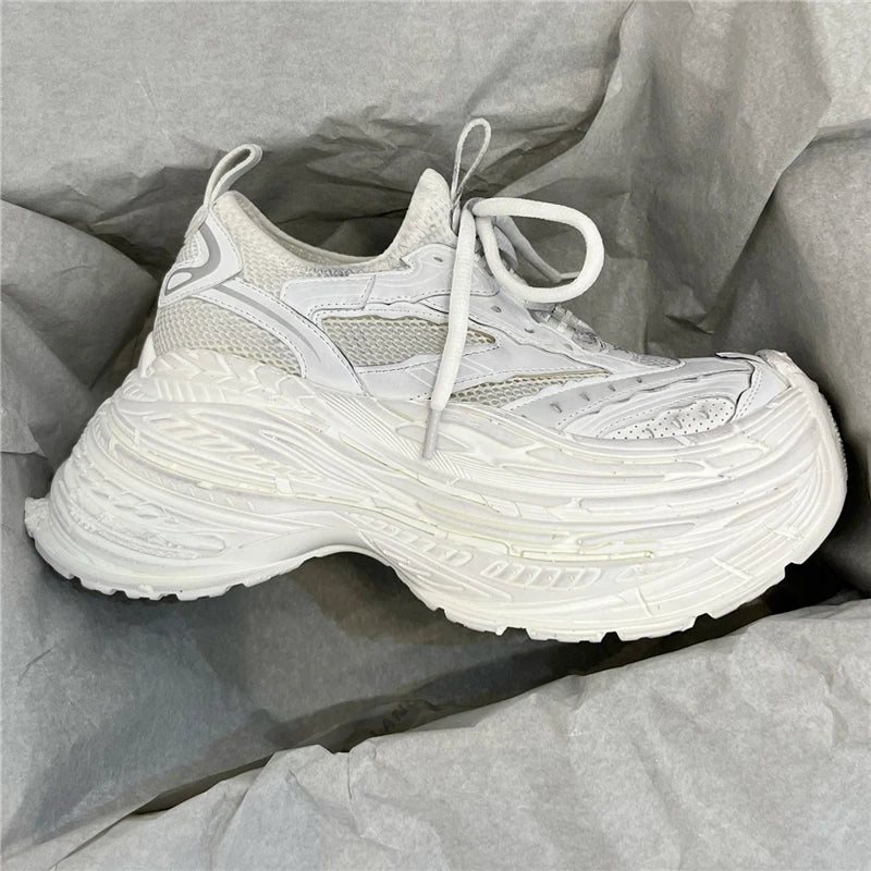 Thick Bottom Platform High Heel Casual Trainers Luxury Brand Designer Women Sneaker Mixed Color Runway Sport Shoes Large Size - Sun Studio