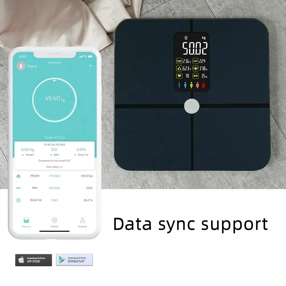 Smart Body Scales Weight Body Fat Scale Fitness Smart Scale BMI Body Composition Analyzer Wireless Digital Bathroom Weight Scale - Sun Studio