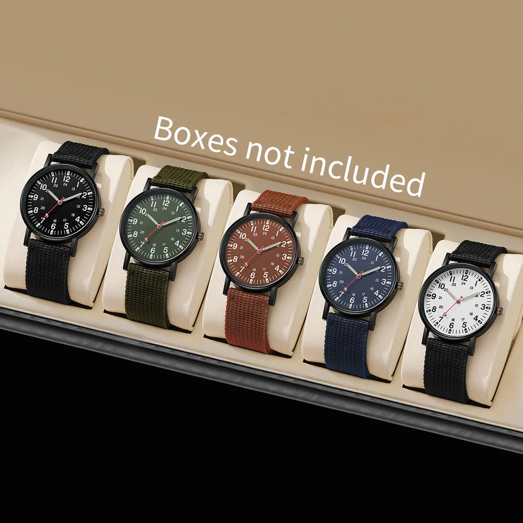 5 pieces/set of sports watches, single nylon strap, outdoor quartz watch, men's watch - Sun Studio