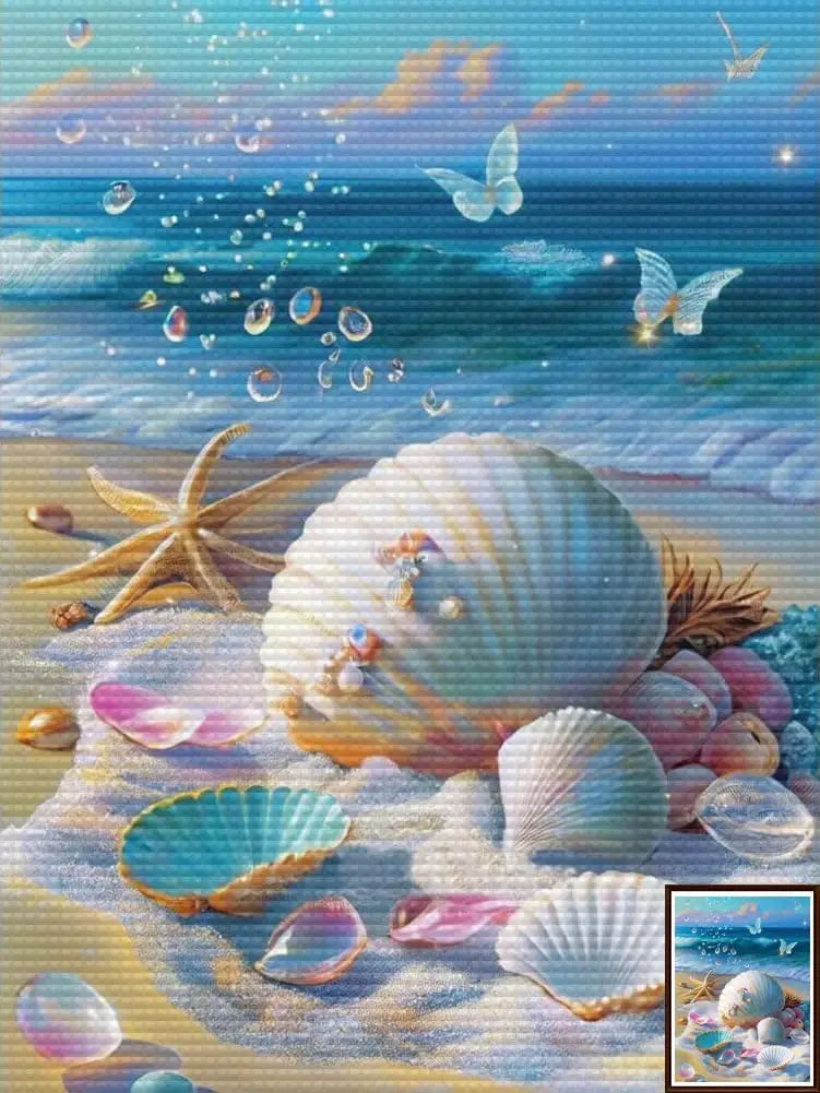 Starfish 5D Diamond Painting Fantasy Shell Seaside Scenery Full Diamond Embroidery Mosaic Cross Stitch Kits Bedroom Home Decor - Sun Studio