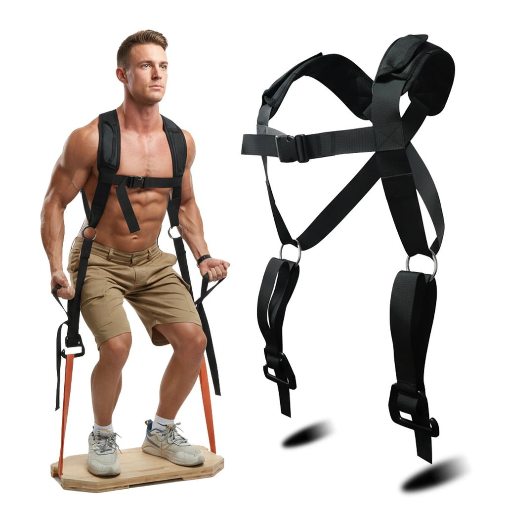 Squat Harness Vest for Resistance Bands – Adjustable Training Strap with Padded Shoulder Support Squats & Functional Workouts - Sun Studio