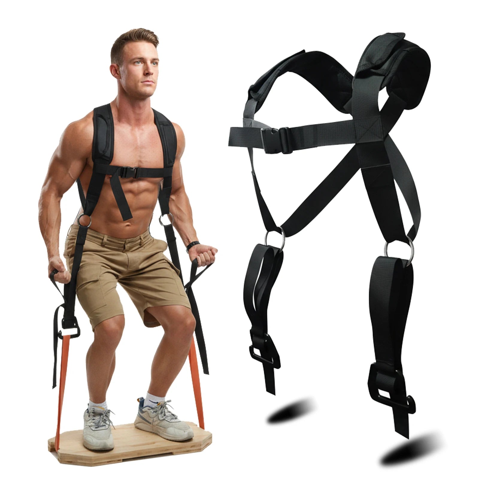 Squat Harness Vest for Resistance Bands – Adjustable Training Strap with Padded Shoulder Support Squats & Functional Workouts - Sun Studio