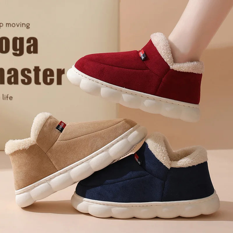 Asgard Men Plush Platform Slippers Winter Warm Outdoor Antiskid Fluffy Soft Cotton Boot Indoor Fashion Cozy Furry Flat Home Shoe - Sun Studio