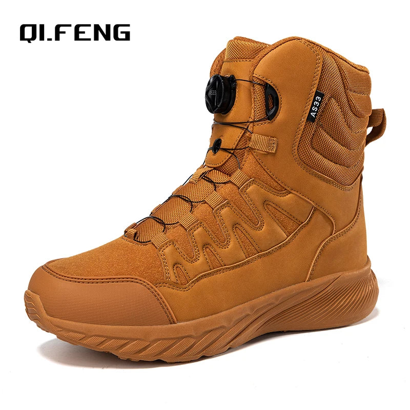 Large Outdoor Training Boots Men's Mountaineering Hiking Boots High Top Rotating Buckle Fashion Camouflage Sports Shoes - Sun Studio