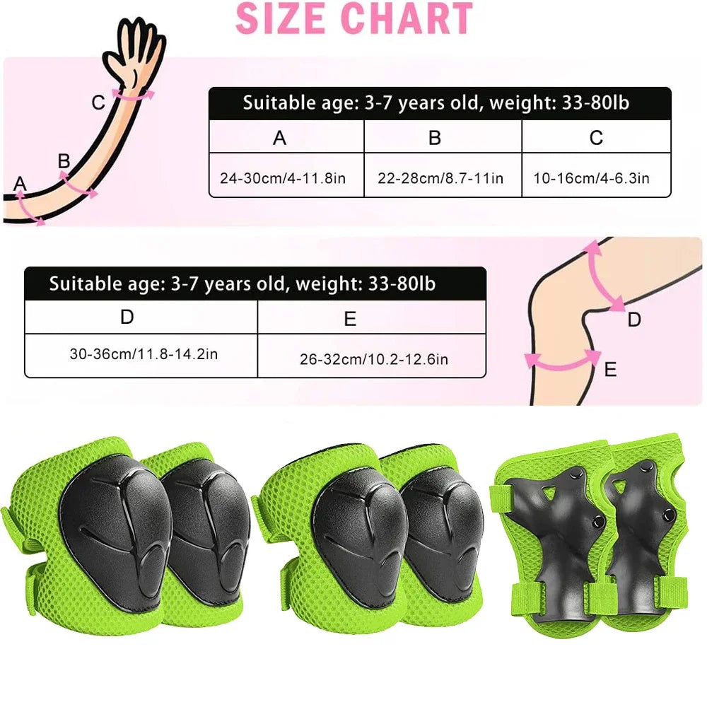 Kids Knee pads and Elbow Pads Toddler Protective Gear Set for Girls Boys with Wrist Guards 3in1 for Skating Cycling Bike Scooter - Sun Studio