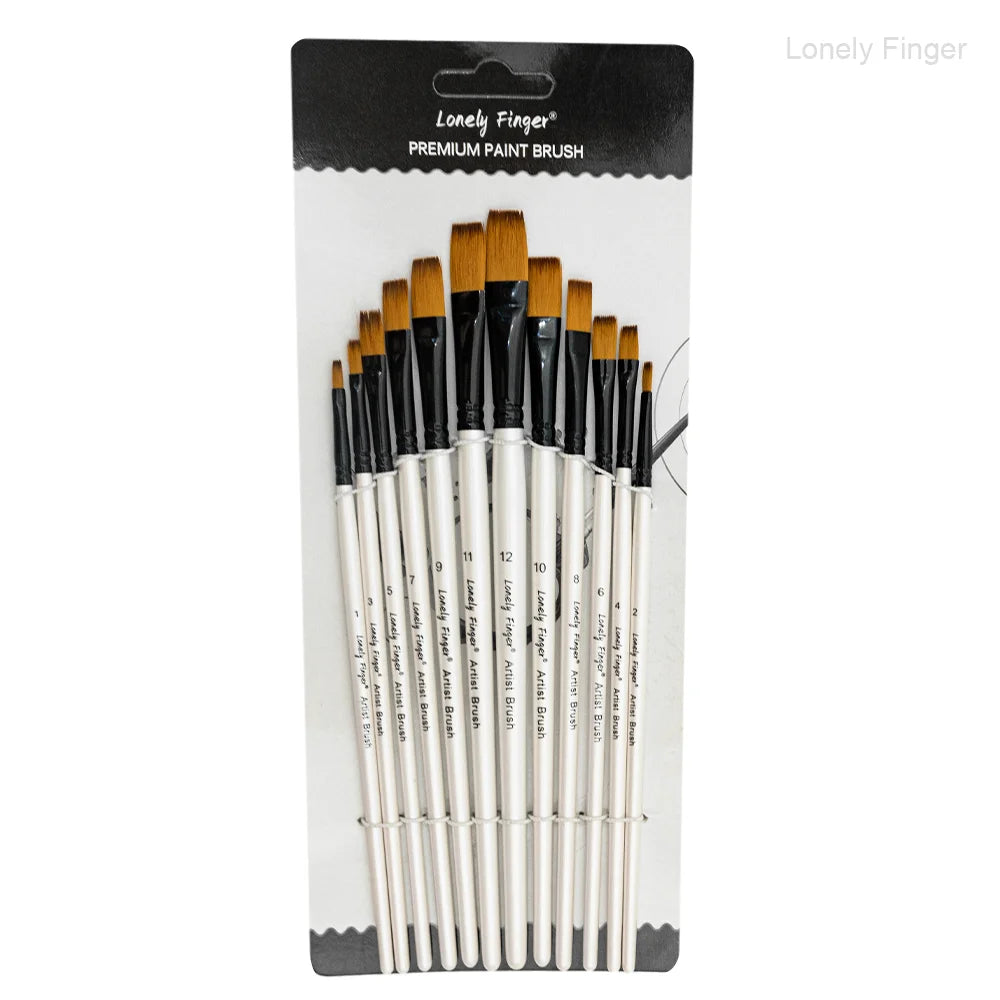 12/48pcs Professional Artist Paint Brush Set Include Round Filbert Flat Angle Fine Detail Brushes Premium Nylon Brush for Paint - Sun Studio