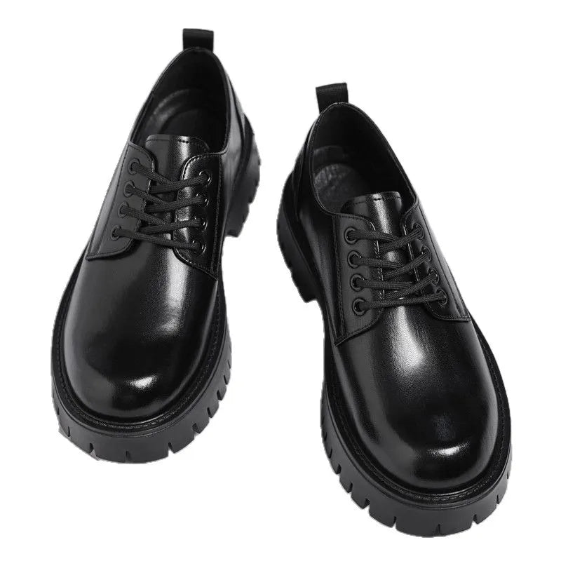 Genuine Soft Leather Men's Shoes 5cm Heightening Thick Bottom Anti-slip Waterproof Casual Black Formal Shoes Autumn Season - Sun Studio