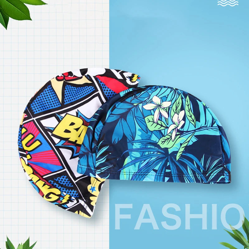 Swim Cap Men And Women Breathable High Elastic Cloth Swim Cap Color Comfortable No Cut Children's Swim Cap Universal - Sun Studio