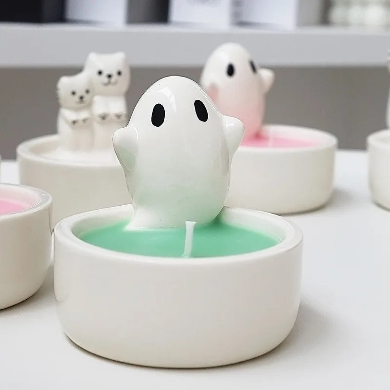 Halloween Silicone Mold Floating Ghost Gypsum Candle Cup Mold DIY Decoration Desktop Jewelry Storage Tray Handicraft Production - Sun Studio