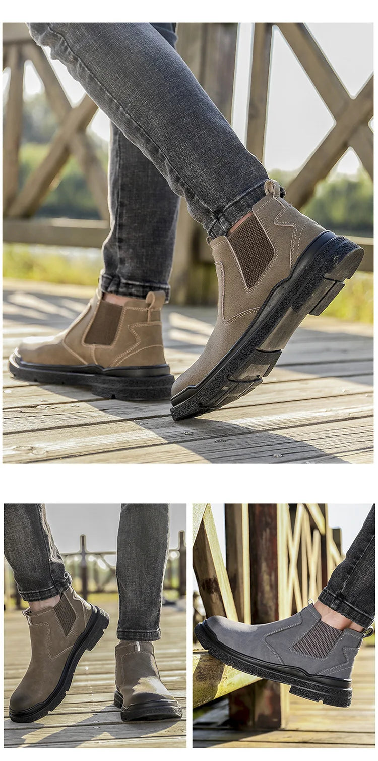 Waterproof Men Welder Shoes Steel Toe Work Shoes Man Anti-spark Anti-smash Safety Shoes Male Slip On Chelsea Work Safety Boots - Sun Studio