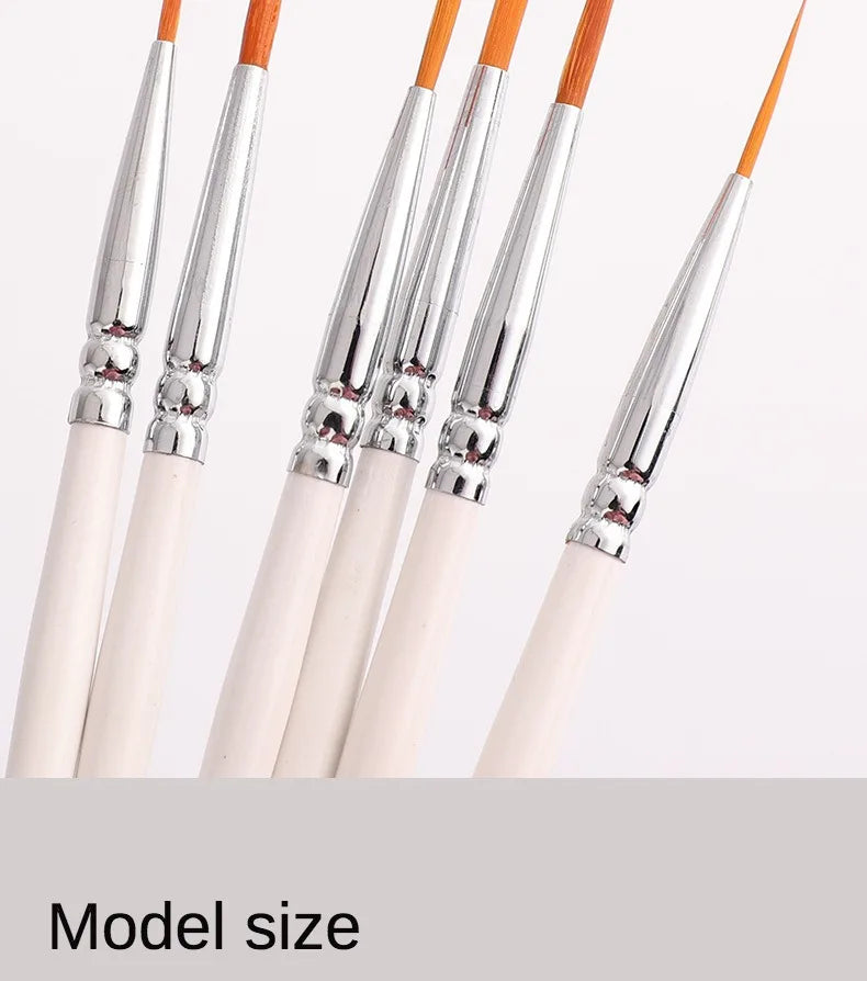 Artist Paint Brush 6 Pcs Set Thin Pen Extra Long Fine Point Liner Tip #000#00#0#1#2#3, Scale Models Nail Acrylic Oil Watercolor - Sun Studio