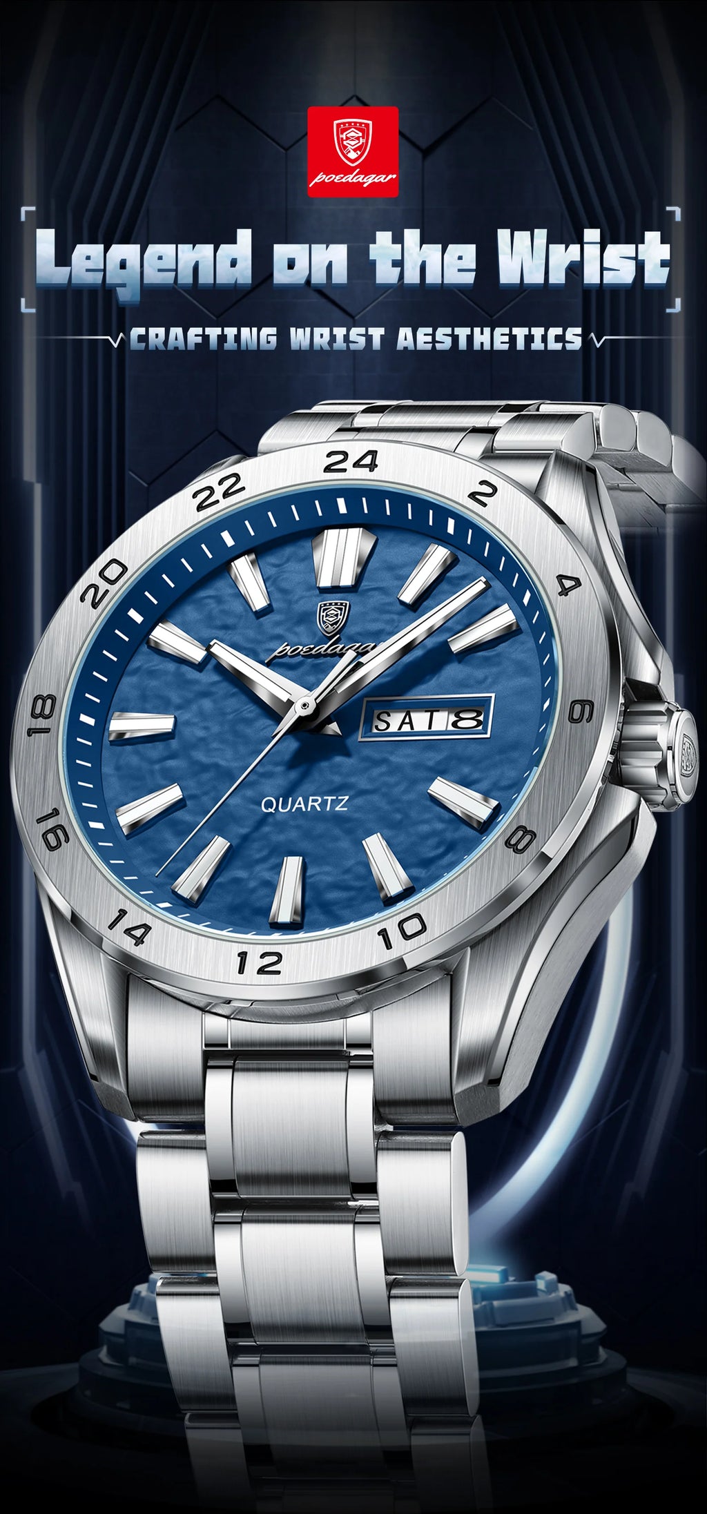 POEDAGAR Sport Luxury Man Wristwatch High Quality Waterproof Luminous Watch For Men Fashion Date Week Quartz Men's Watches Reloj - Sun Studio