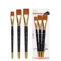 3pcs/Set Oil Painting Brushes-Wooden Mini Flat Nylon Paint Brush Set,Watercolor Brush for Body Painting Brush,Acrylic Art Paint - Sun Studio