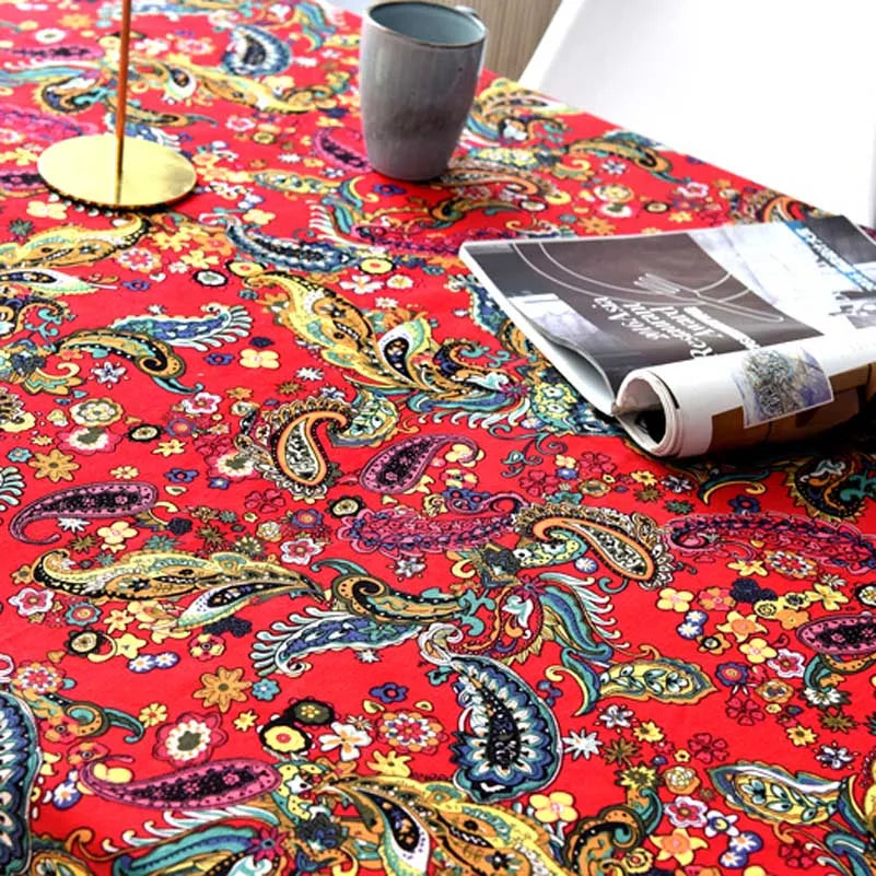 Bohemian Fabric Ethnic Vintage Retro Boho Printed Cotton Linen Home Decor Upholstery Textile