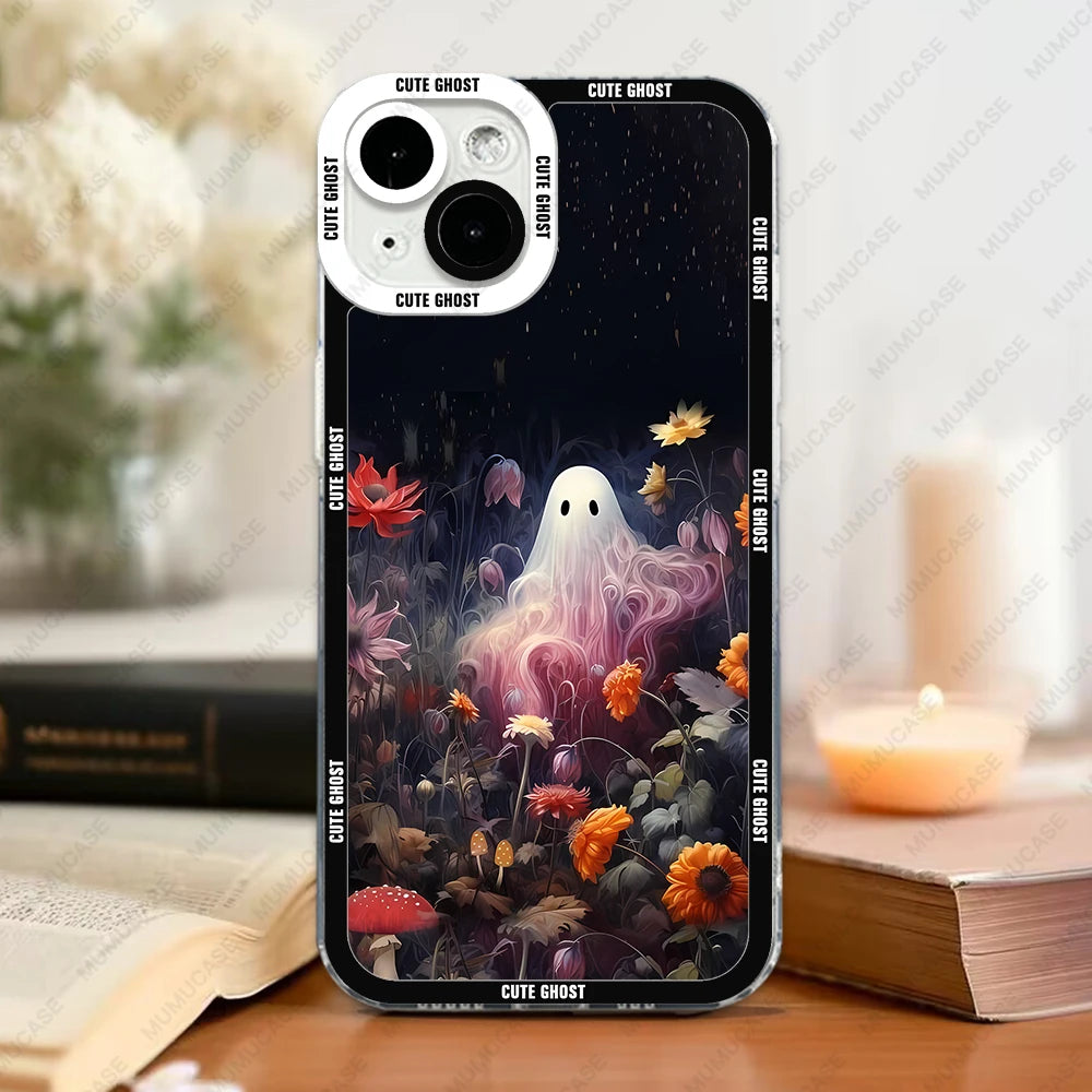 Case For iPhone 16 15 14 13 Pro Max 12 Mini 11 XS X XR SE 7 8 Plus Soft Cover Cute Little Ghost - Sun Studio