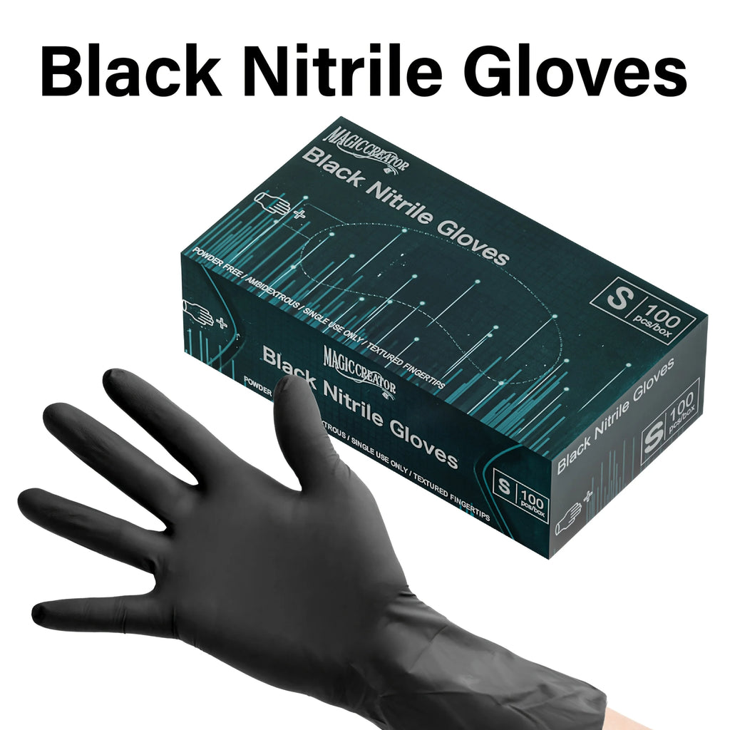 100PCS Black Nitrile Gloves Thickened Disposable Gloves for Cleaning Hairdressing Waterproof Dishwashing Tattoo Gloves - Sun Studio