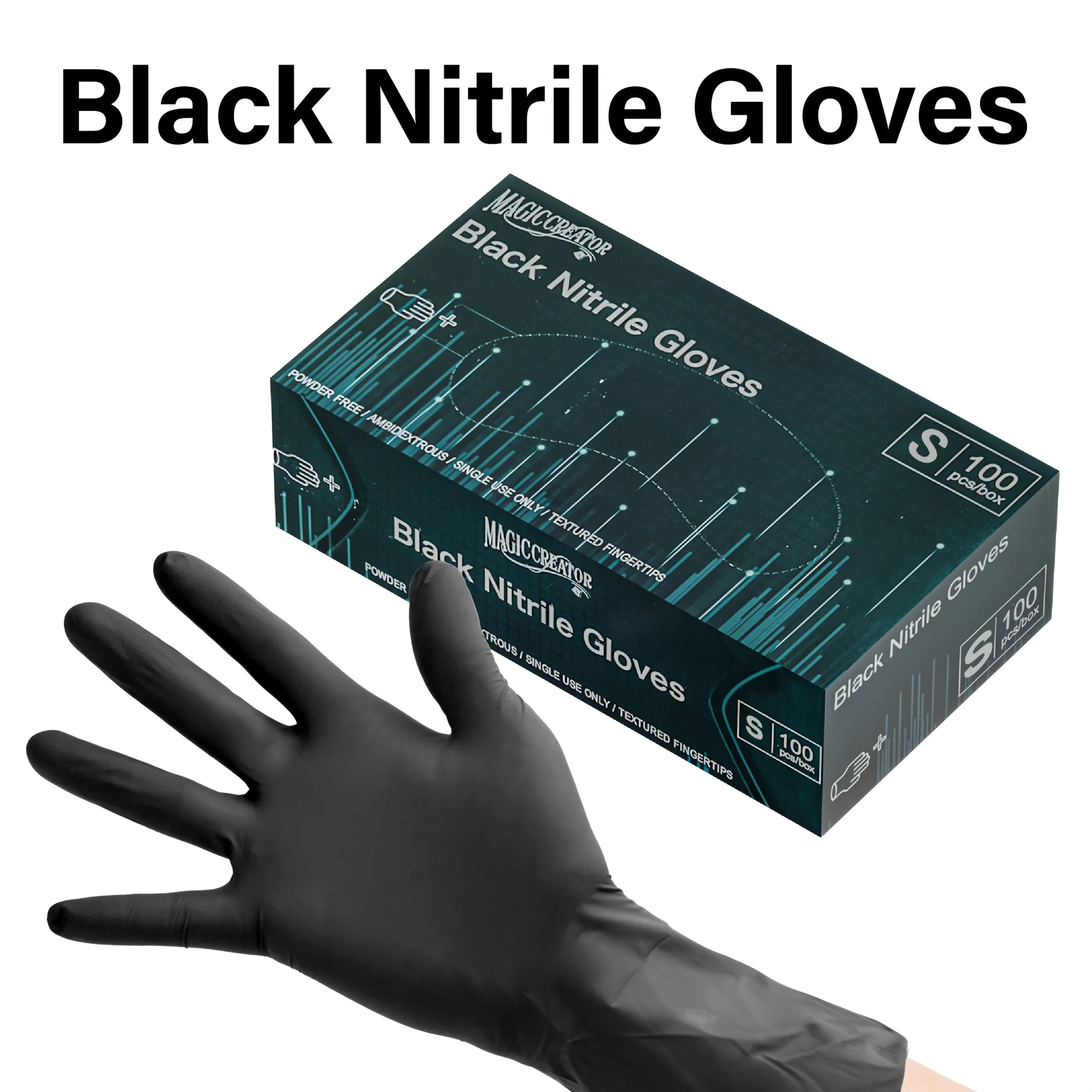 100PCS Black Nitrile Gloves Thickened Disposable Gloves for Cleaning Hairdressing Waterproof Dishwashing Tattoo Gloves - Sun Studio