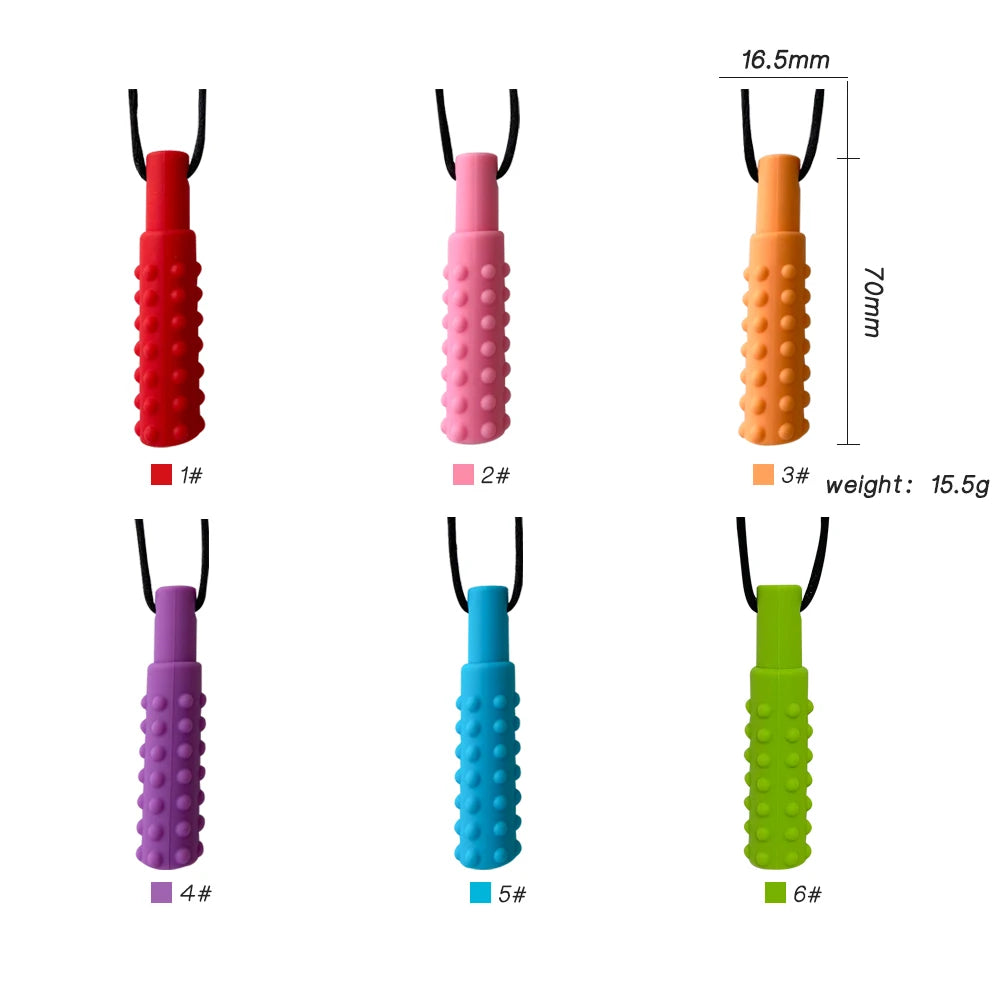 1pcs Silicone Teether Kids Chew Necklace Sensory Chewy Pendant Oral Motor Toys Therapy Tools for Autism ADHD chidren's goods - Sun Studio