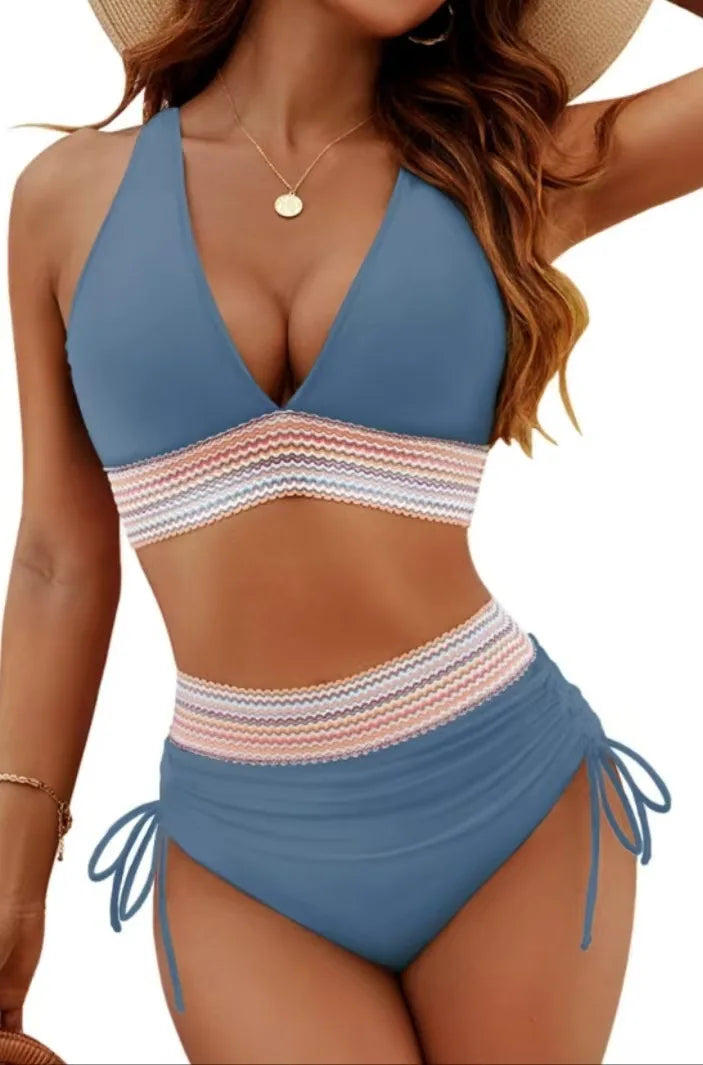 New 2026 Summer Beachwear Women Textured Bikini Set Wide Shoulder Belt Swimwear High Waist Push Up Bathing Suits Female Swimsuit - Sun Studio