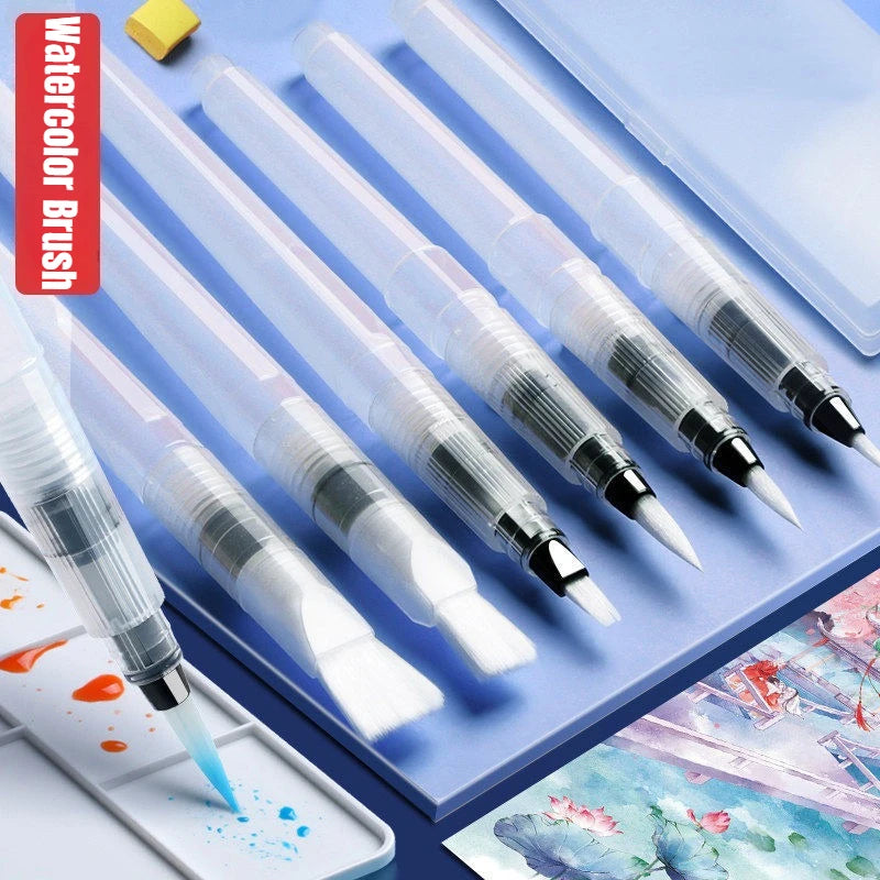 3/7pcs Watercolor Brush Set Soft Water Coloring Pen Paint Brushes For Beginner Art Drawing  Painting - Sun Studio