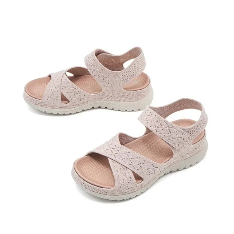 Summer Women Flat Sandals Brand Woman Summer Holiday Shoes Bohemia Style Modern Sandals Pink Blue Big Size 42 DX361 - Sun Studio