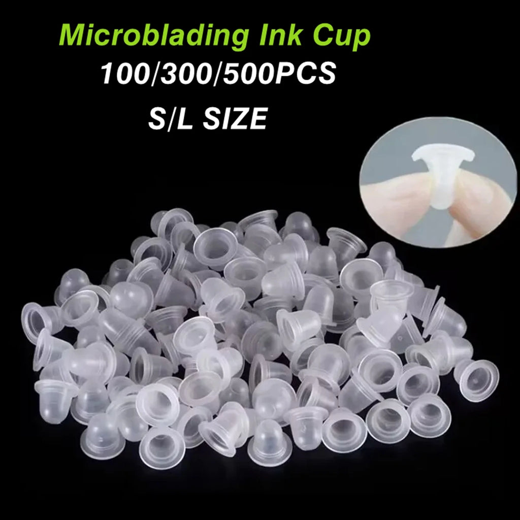 100/300/500Pcs Soft Silicone Microblading Tattoo Ink Cup Cap Pigment Holder Container S/L for Permanent Makeup Tattoo Accessorie - Sun Studio