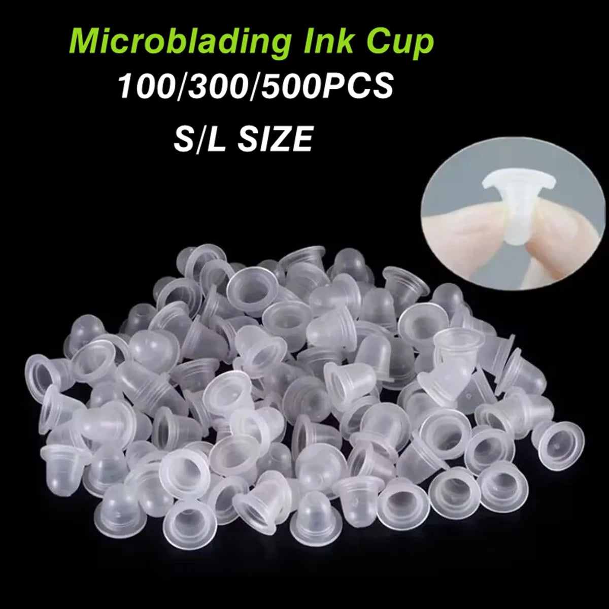 100/300/500Pcs Soft Silicone Microblading Tattoo Ink Cup Cap Pigment Holder Container S/L for Permanent Makeup Tattoo Accessorie - Sun Studio