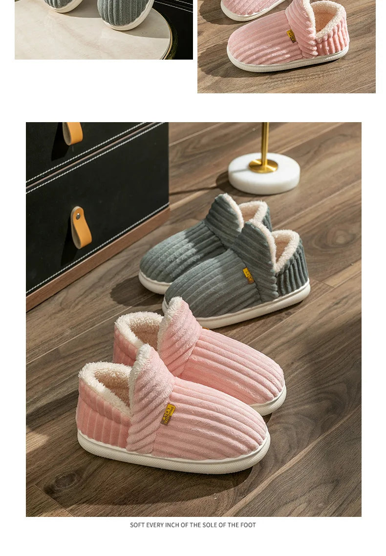 Asgard Men Plush Platform Slippers Winter Warm Outdoor Antiskid Fluffy Soft Cotton Boot Indoor Fashion Cozy Furry Flat Home Shoe