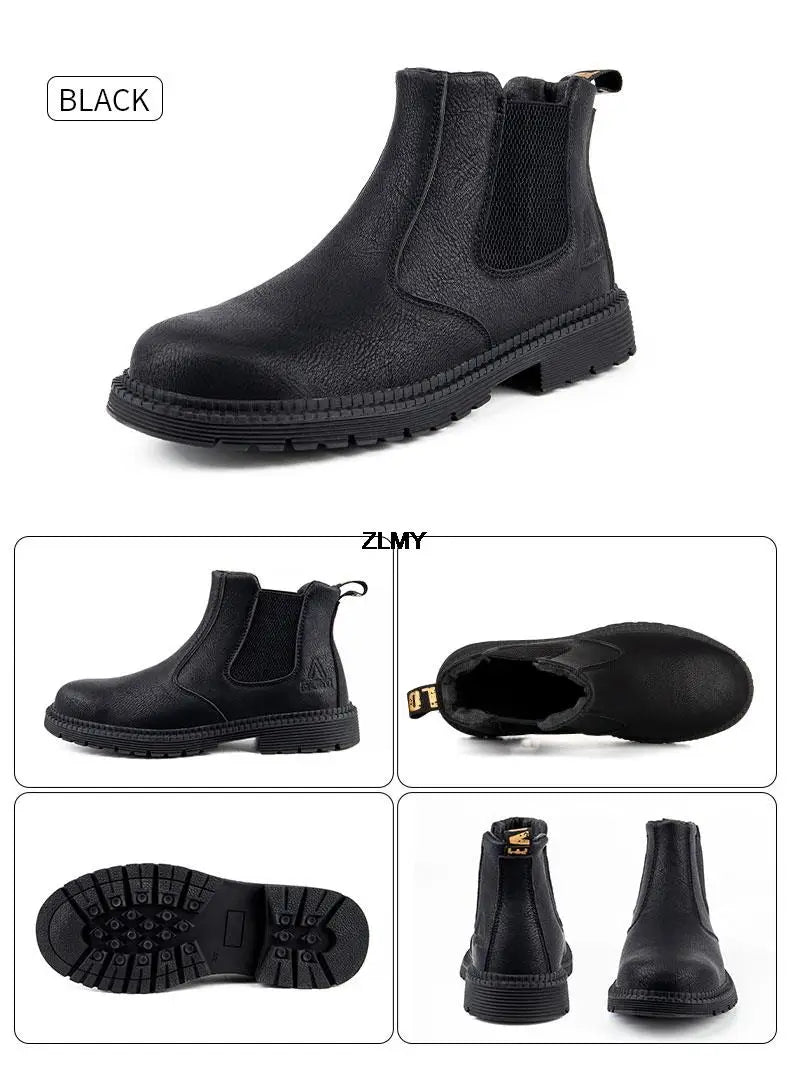 Waterproof Men Welder Shoes Steel Toe Work Shoes Man Anti-spark Anti-smash Safety Shoes Male Slip On Chelsea Work Safety Boots