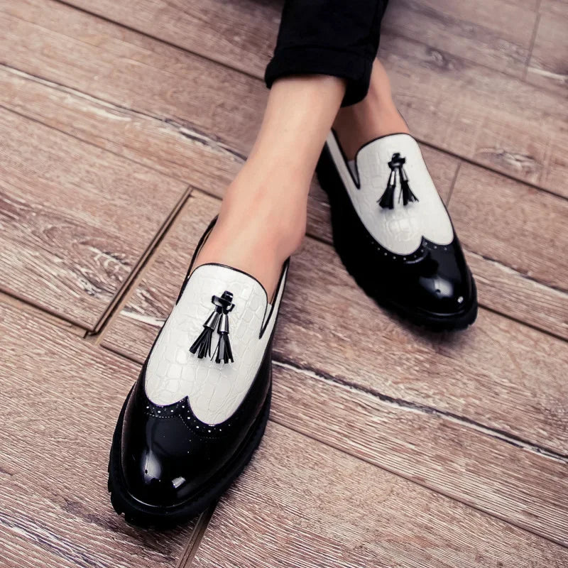 New Fashion Men's Dress Shoes Breathable Comfortable Leather Loafers Vintage Business Social Oxfords Zapatos De Vestir Hombre - Sun Studio