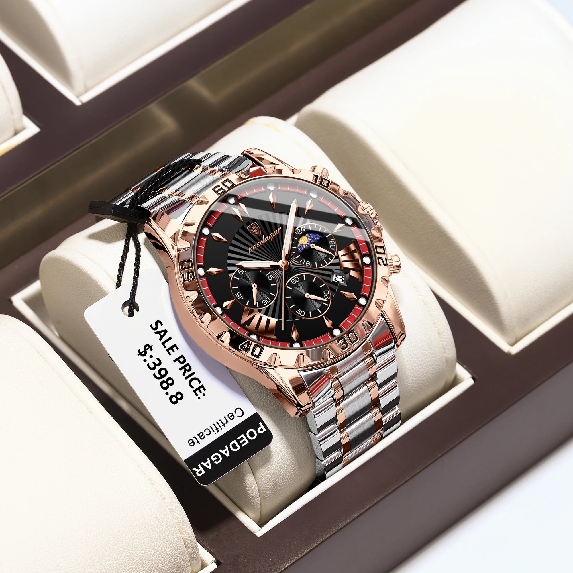 POEDAGAR Luxury Watch for Man Luminous Waterproof Chronograph Date Men Watch High Quality Stainless Steel Quartz Men's Watches - Sun Studio