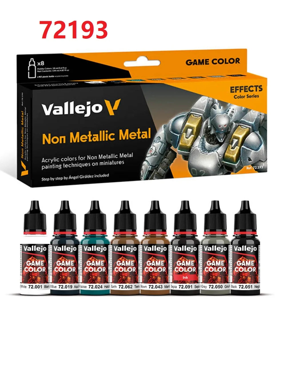 Spani AV vallejo model environmentally friendly water-based Acrylic painti set 8 * 17ml non metallic/game color wash acrylic set - Sun Studio