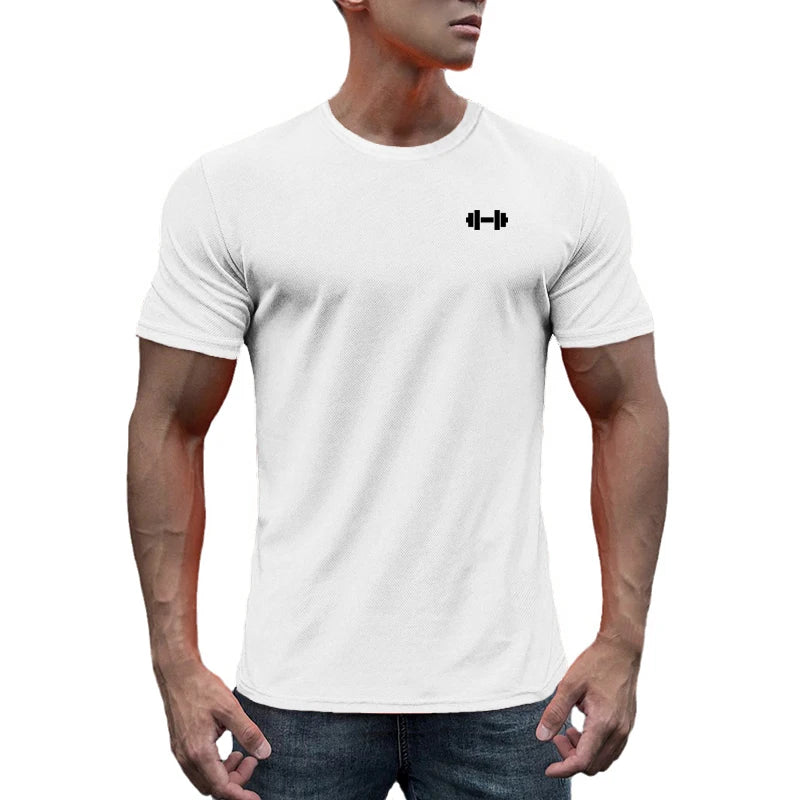 Gym Fitness Muscle Short Sleeve O-Neck Clothing Summer Mesh Breathable Quick Dry Cool T-shirt Mens Bodybuilding Running Shirts - Sun Studio