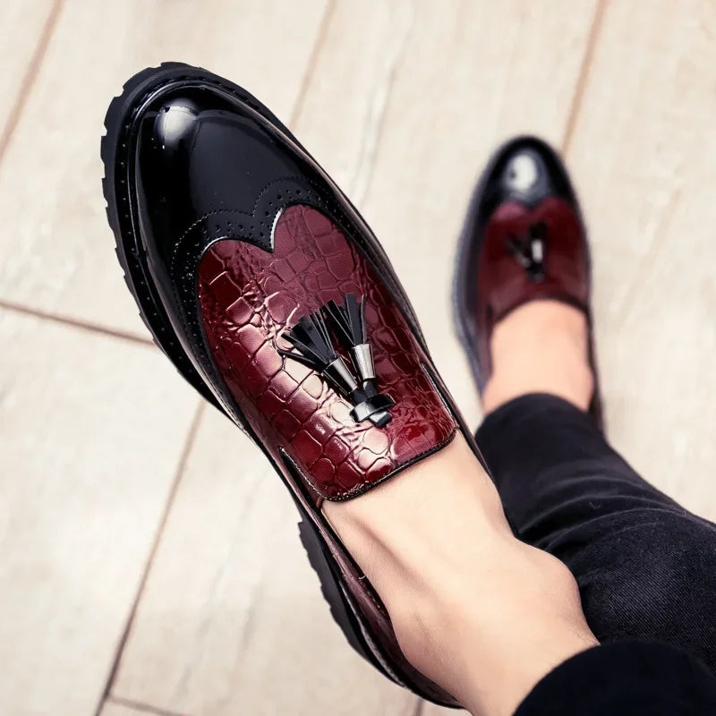 New Fashion Men's Dress Shoes Breathable Comfortable Leather Loafers Vintage Business Social Oxfords Zapatos De Vestir Hombre - Sun Studio