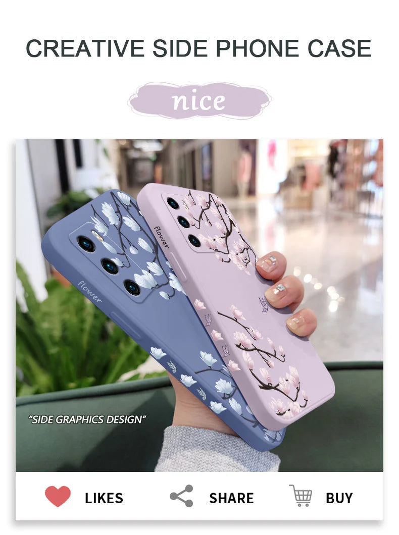 Tree Branch Phone Case For Huawei P40 P50 P30 P20 Pro Lite Nova 5t Y7A Mate 40 30 20 Pro Lite Liquid Silicone Cover - Sun Studio