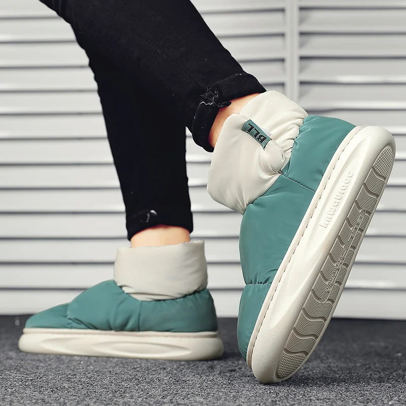 Outdoor Plush Warm Men's Snow Boots Winter Couple Cotton Shoes Down Non-Slip Waterproof Fashion Kids Shoes Slip on Soft Sneakers - Sun Studio